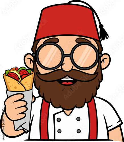 Kebab Vendor Cartoon Illustration