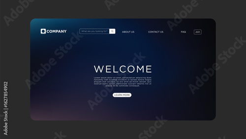 Modern website design showcasing elegant welcome message for business clients and visitors