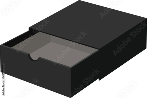 Sleek dark drawer set in isometric view, ready for your stylish storage and organization needs