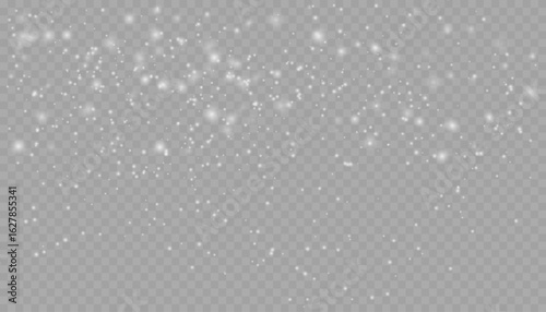 Realistic falling snow with snowflakes and clouds. Snowfall, snowflakes in different shapes and forms. Many white cold flake PNG elements