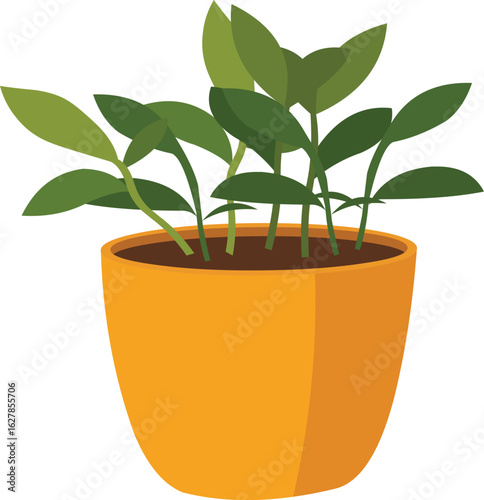 Bring calming nature indoors with this potted green plant in a stylish orange pot for fresh inspiration