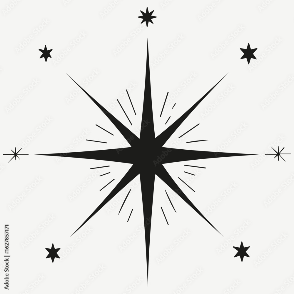 Fototapeta premium North star sketch illustration vector