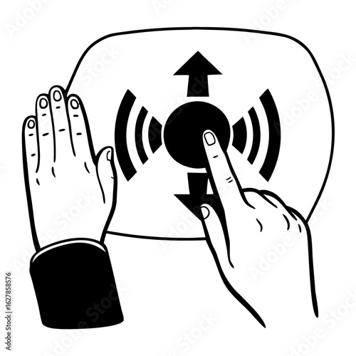Hand gestures interacting with touchscreen interface for control  