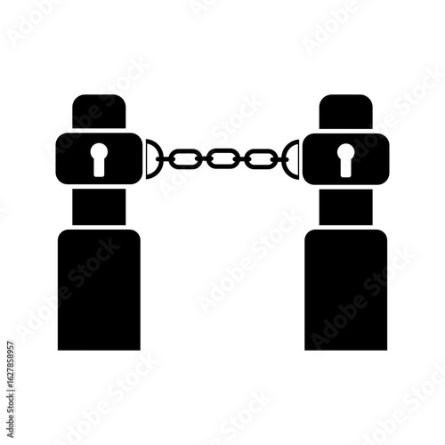 Handcuffs, manacles or shackles icon. Chained, handcuffed hands. Vector Illustration
