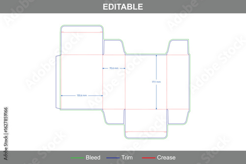 Cigarette box dieline with in-line box indentation structure featuring custom dimensions, precise die line, box dieline, and efficient dieline packaging format