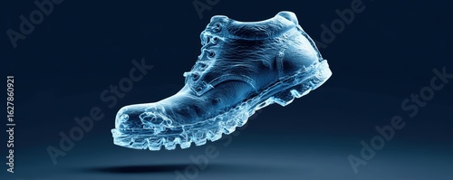 Intricate digital image showcasing a shoe print cast with detailed textures and imprints for forensic analysis or artistic purposes.