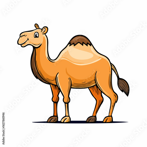 Charming Cartoon Camel Standing Tall: A Delightful Desert Animal Illustration