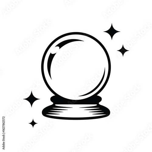 Mystical crystal ball with sparkling stars