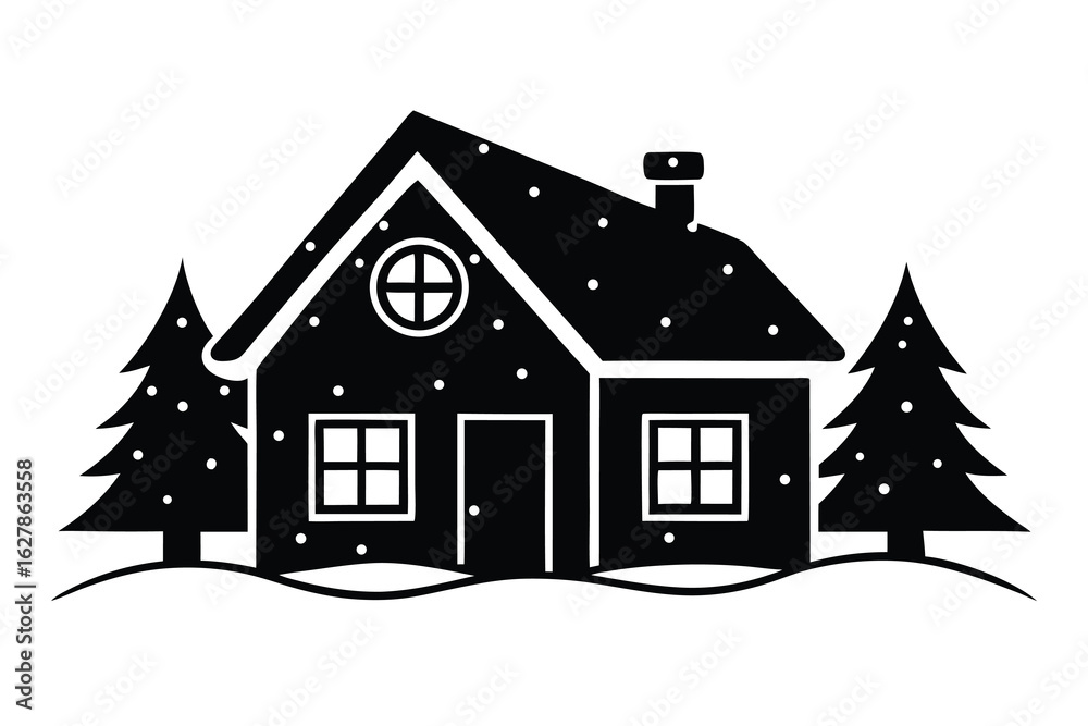 Fototapeta premium snowy house vector icon