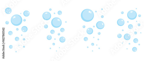 Air bubbles flat set, soap foam oxygen bubbles. Water bubbles, Oxygen bubble, fizzy drink, vector design elements isolated. Vector Illustration.