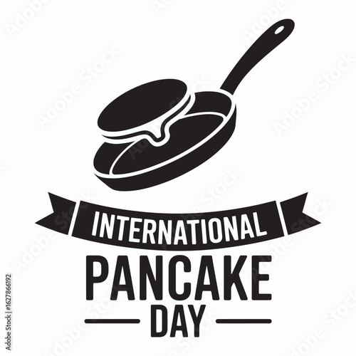 International Pancake Day Flipping Pan Logo, vector illustration