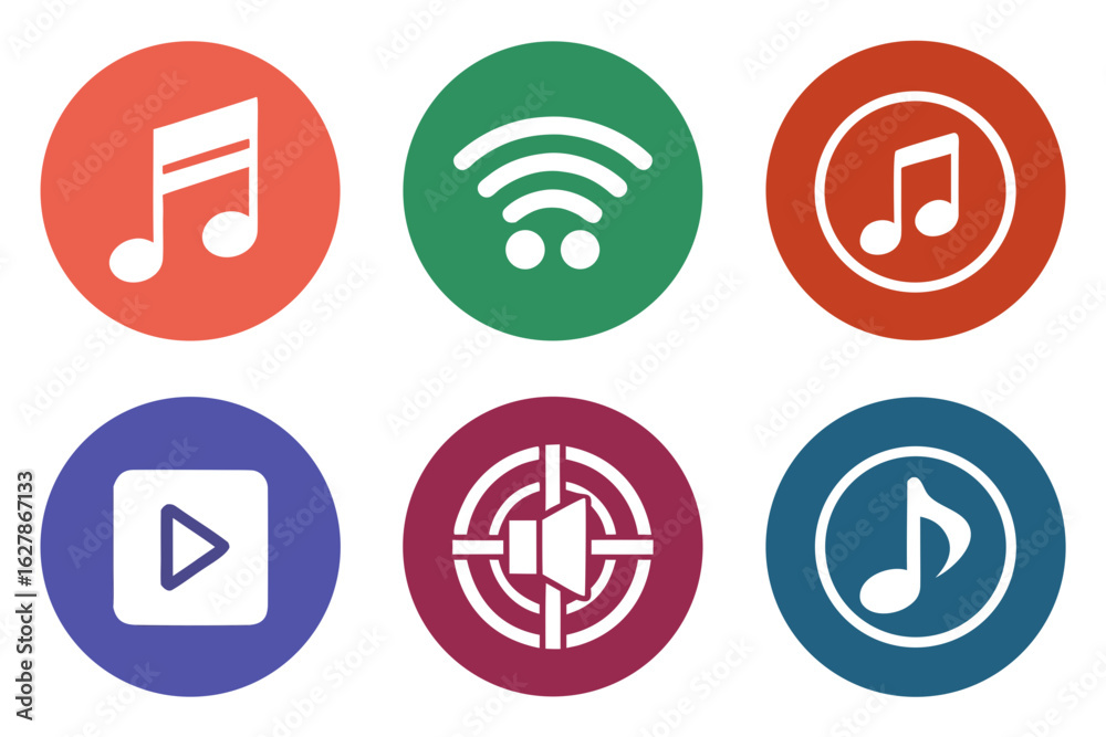 Collection of music, wifi, play and sound icons Collection of music, wifi, play and sound icons