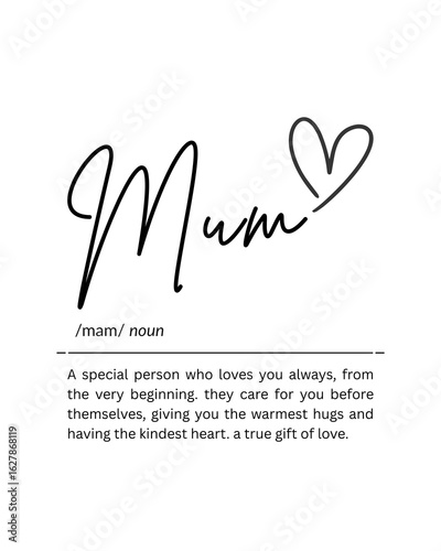 Mum Definition Printable Wall Art – Digital Mum Gift, Thoughtful Gift for Her, Birthday or Mother’s Day Print, Gift from Daughter