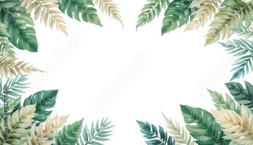 Green floral laurel wreath frame with christmas tree branches and leaves for holiday decoration