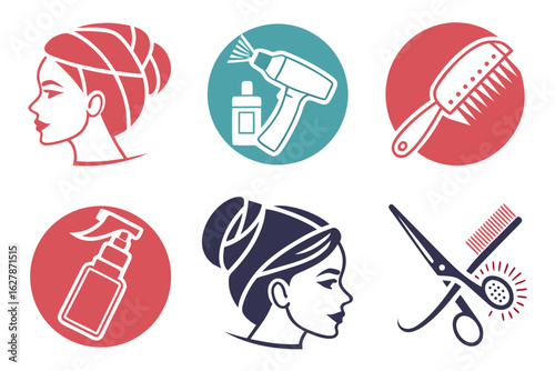 Set of icons for hair salon and beauty treatments