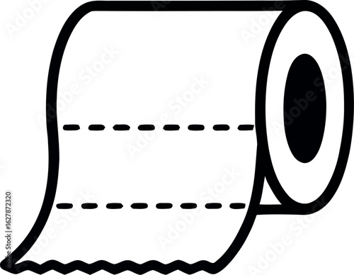 A simple illustration of a toilet paper roll on a white background with window light shadows cast on it