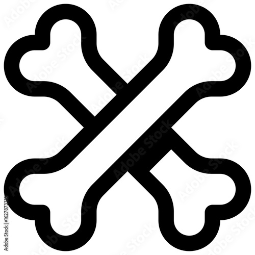 Crossbones. Outlined stroke vector icon with black-filled details.