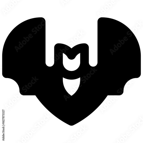 Bat. Outlined stroke vector icon with black-filled details.