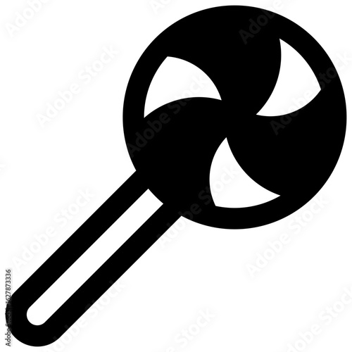 Lollipop. Outlined stroke vector icon with black-filled details.