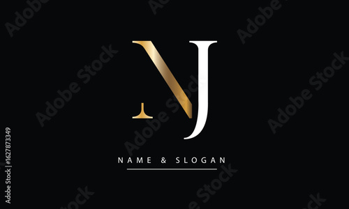 NJ, JN, N, J Abstract Letters Logo Monogram