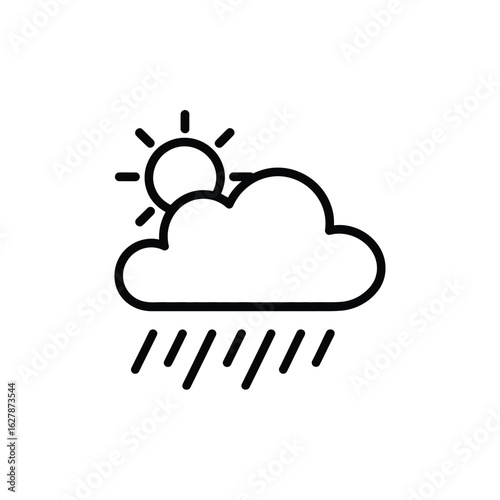 Sun partially behind a cloud with rain falling below