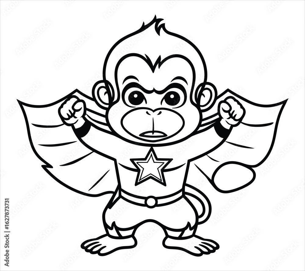 Obraz premium Cute Jungle Animal in Superhero Outfit – Monkey Clipart