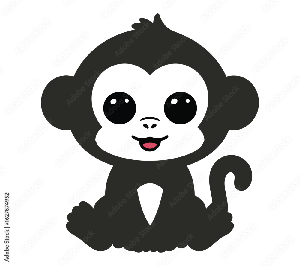 Fototapeta premium Simple Baby Monkey Coloring Sheet – Bold Outlines
