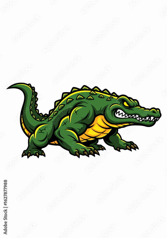 Obraz premium Mascot alligator illustration ready for a logo design, fierce cartoon alligator with detailed scales and strong build, perfect for representing power and resilience.