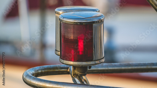 Red Marine Beacon with Metallic Housing