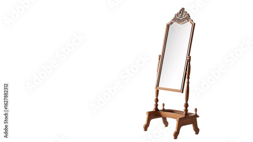 An isolated mirror stand, white background --ar 16:9