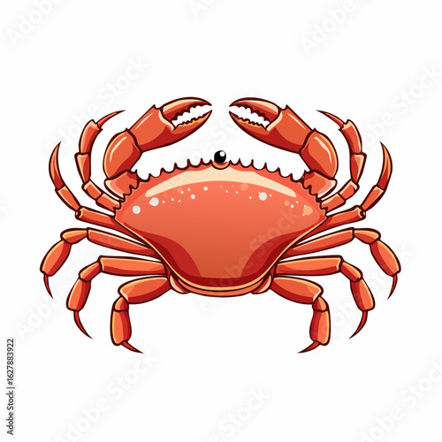 Vibrant Cartoon Crab Illustration with Detailed Line Work on a Clean White Background