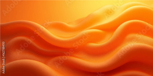 Abstract orange silk wave background with smooth flowing satin texture and soft fabric design pattern