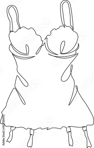 One continuous single drawing line art flat doodle woman, lingerie, underclothing, body, model, sexy, beauty. Isolated image hand draw contour on a white background, hand drawn, not AI