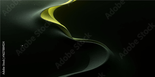 Abstract green wave background with flowing curves and dynamic vector design pattern