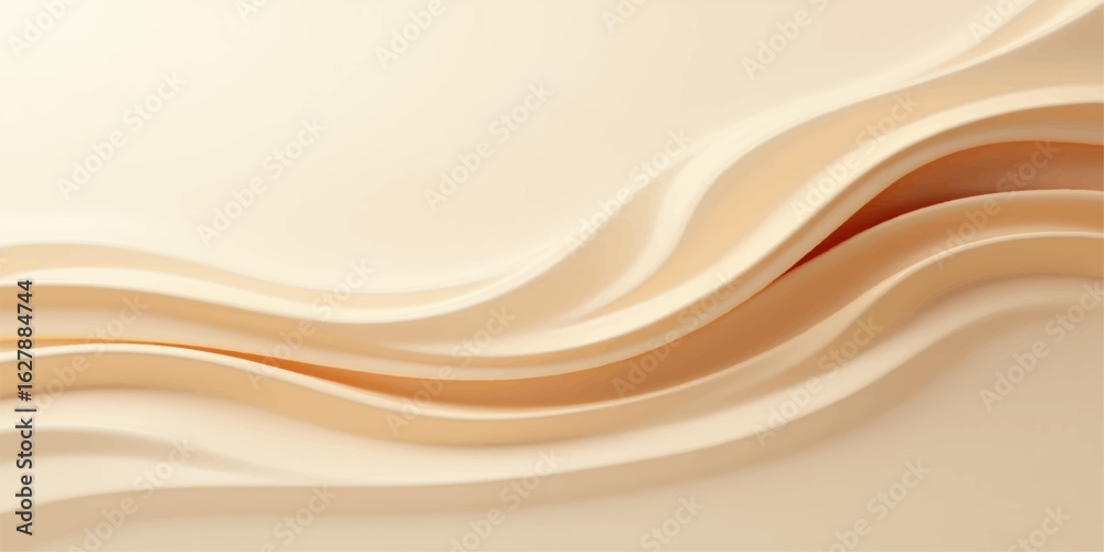 Obraz premium Abstract silk wave background with smooth flowing satin fabric texture and elegant gold cream vector design pattern