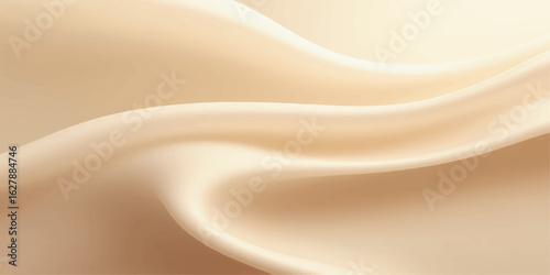 Abstract golden silk wave texture background with smooth flowing satin fabric design vector illustration