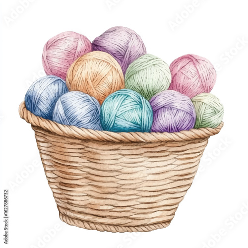 a cute Basket full o colorful yarn balls