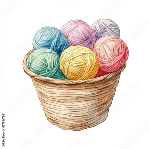 a cute Basket full o colorful yarn balls