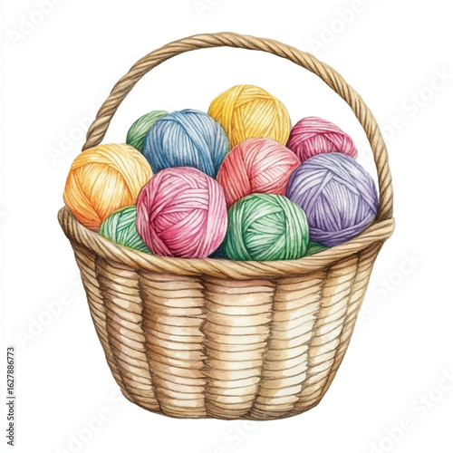 a cute Basket full o colorful yarn balls