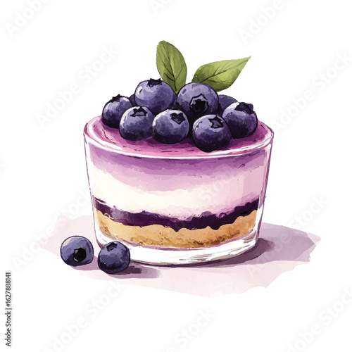 a cute Blueberry cheesecake in a mini glass pot