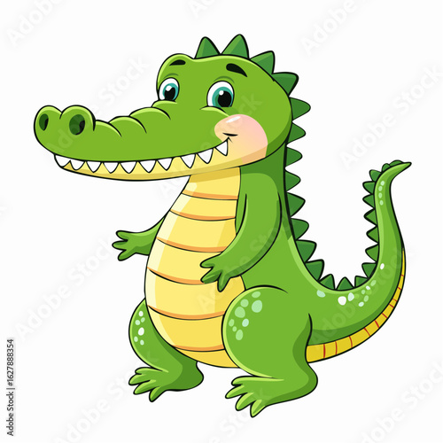 Cartoon Crocodile Character Illustration Smiling with Friendly Eyes and Playful Expression