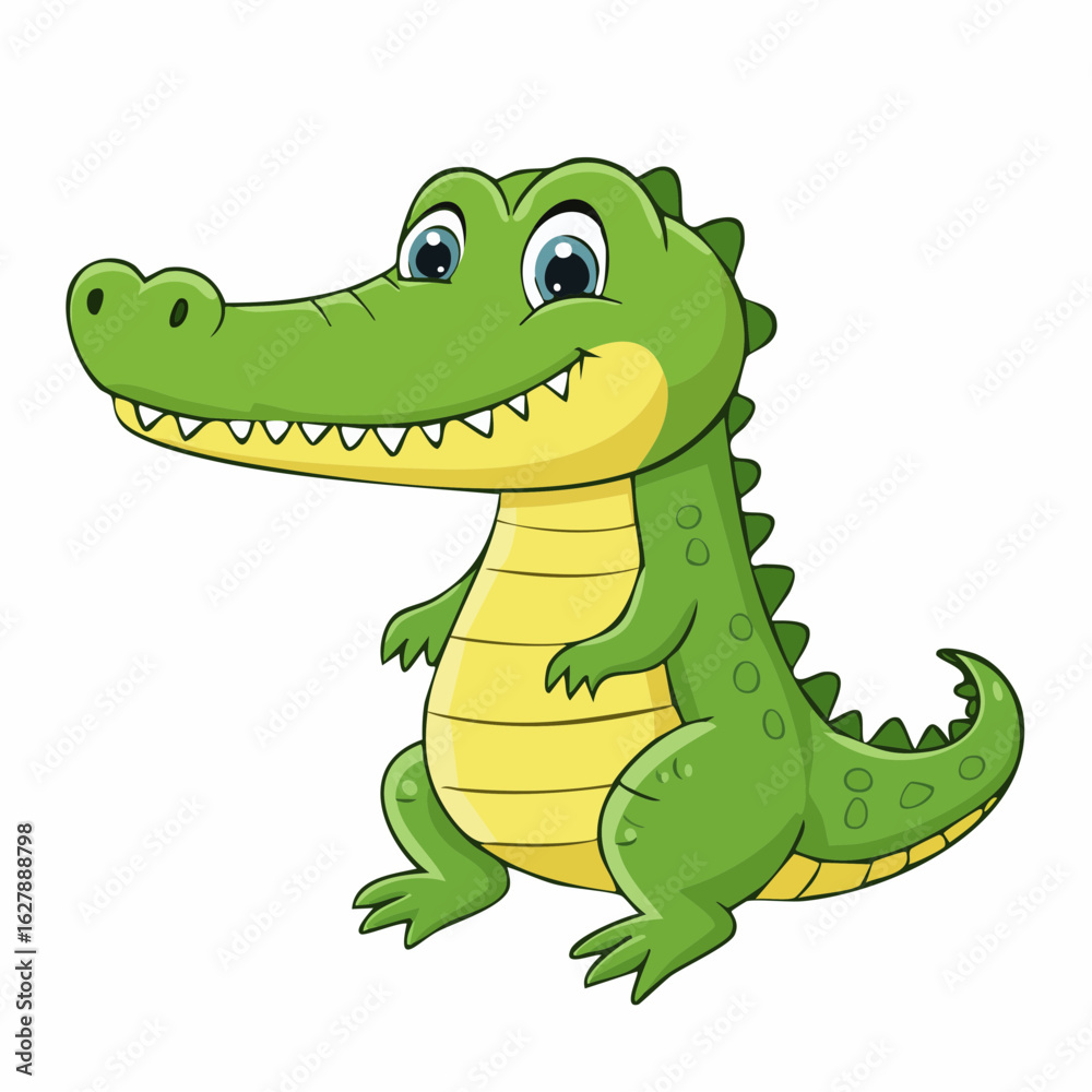 Fototapeta premium Adorable Cartoon Crocodile Character Illustration for Children's Content and Design