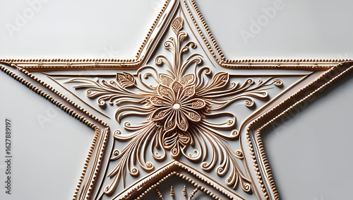 A star-shaped Mehndi design intricately illustrated and displayed on a clean white background in elegant art