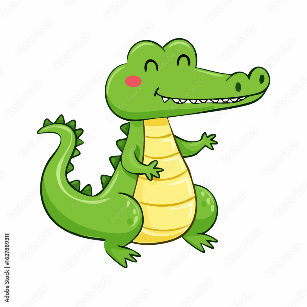 Fototapeta premium Adorable Cartoon Alligator Illustration Featuring a Friendly Expression and Playful Design