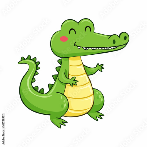 Adorable Cartoon Alligator Illustration Featuring a Friendly Expression and Playful Design