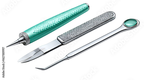 Medical Instruments: An array of gleaming, meticulously crafted medical tools laid out, highlighting their surgical precision, showcasing the innovation behind healthcare.