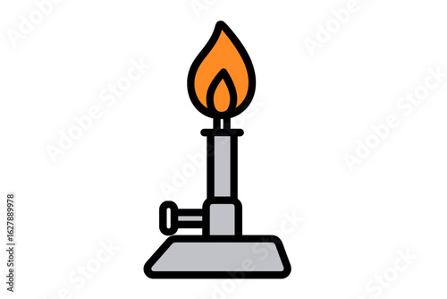 Bunsen burner icon with flame