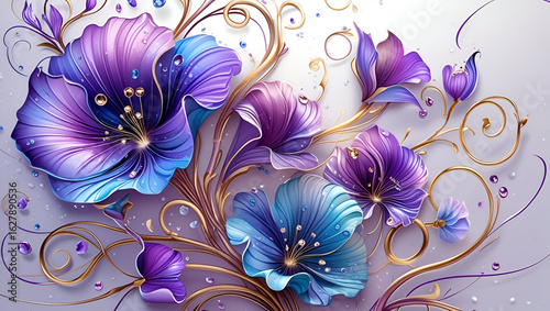 A stylized fantasy flower design artistically displayed on a clean white background in surreal elegance