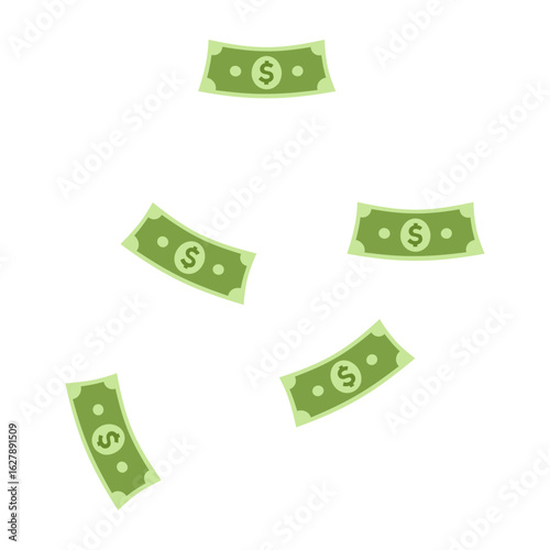 Cash rain dollar bills falling symbolizing wealth and financial success in a dynamic business concept