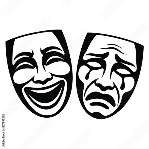 Comedy and tragedy theater masks representing emotions